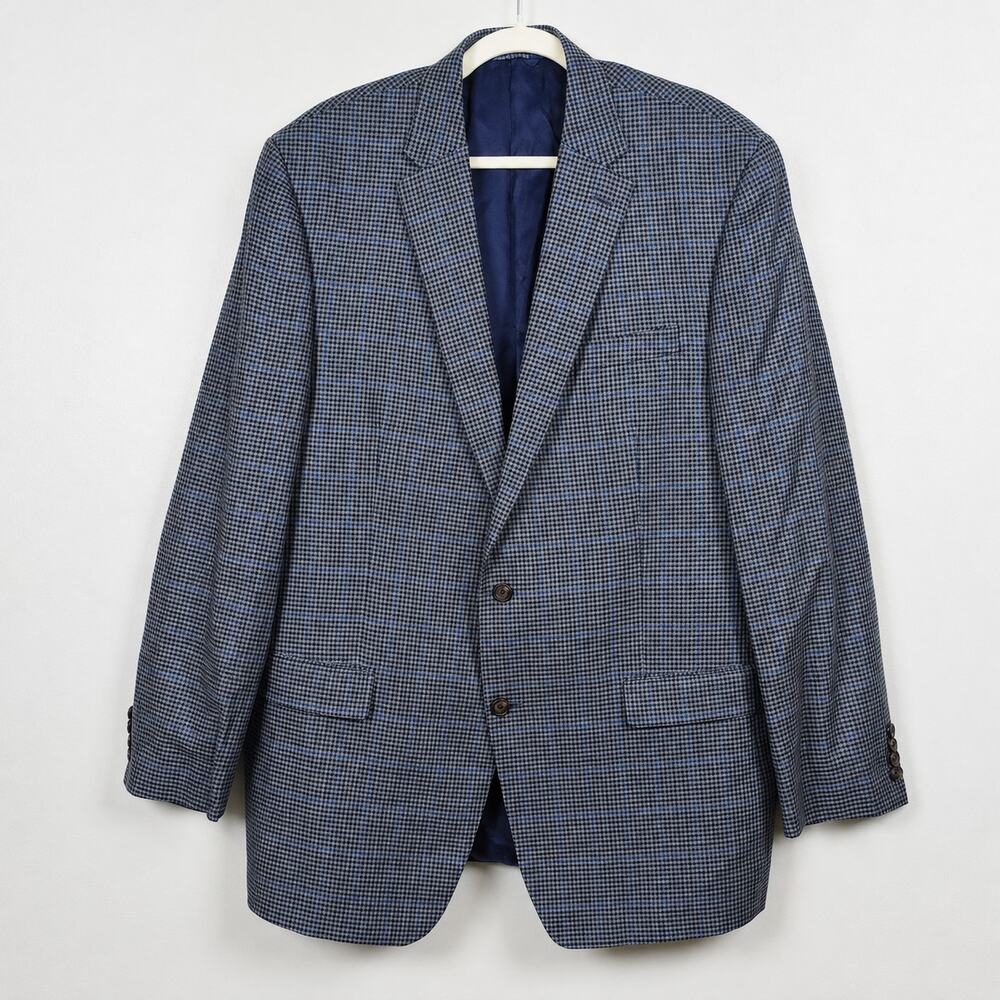 Ralph Lauren Silk Wool Sport Coat Quiet Luxury Blue Gray Check 44 XL